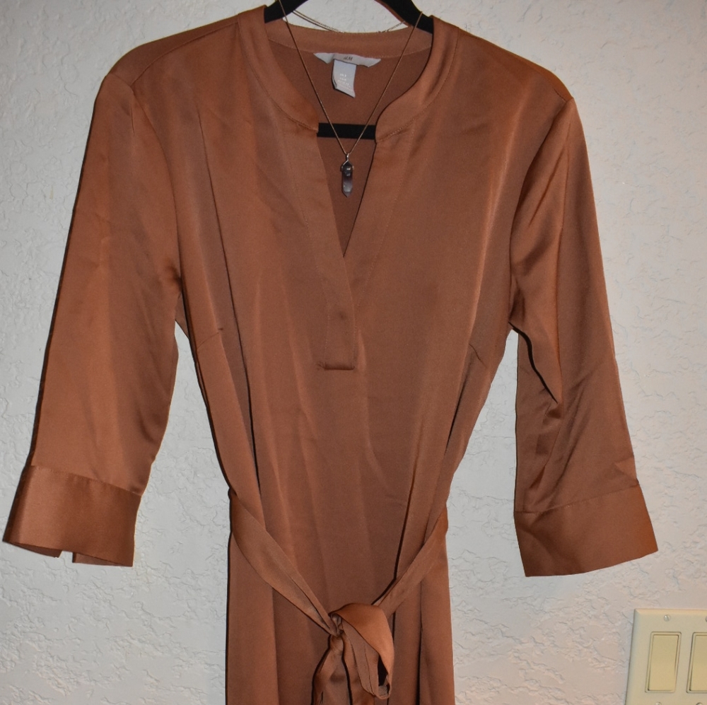 H&M silky brown dress